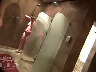 Sh1341#Two naked babes with elegant tits soaping in the shower. Our hidden camera filmed the