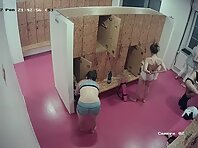 Lo2012#Women dress and go out of the locker room. Soon new ones will come in and we will aga