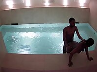Pv36346#Hidden camera in the spa pool. A hidden camera caught a completely naked couple in th