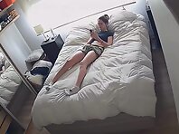 Pv36174#Hiddencam in the bedroom. A hidden camera caught a naked baby with smooth pussy and t