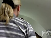 Up2317#Tanned blonde in a short gray skirt. Our operator was able to make some great shots o