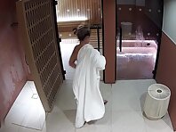 Pv36095#Hiddencam in the public spa. The hidden camera caught completely naked tanned baby in