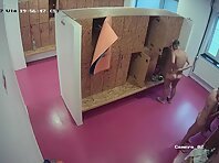 Lo2042#We watch women in the locker room of the fitness club. They leave the shower room nak