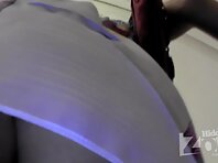 Up1969#Blonde in a short dress. Our operator was able to film on hidden camera her round ass