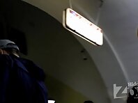 Up2436#Blonde in a wide pink sarafan. Another good model for shooting upskirt in the subway.