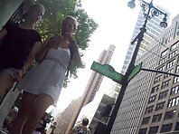 Up4278#Under the skirt of a tanned girl in a white sundress. Our cameraman managed to catch 