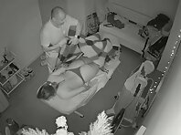 Pv36581#Hidden camera in a massage therapist's office. A hidden camera caught a couple in a m