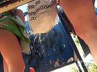 Bc1833#Slim girl in a solid black swimsuit dresses. The girl is very quickly changed her pan