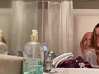 Pv35856#Hiddencam in the bathroom. A hidden camera caught a completely naked tanned baby with