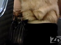 Up1568#Babe in black thong with white pad and black stockings, a good upskirt