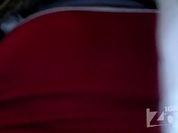 Up1718#Tanned brunette in a narrow red skirt. Beautiful shaved crotch in purple panties. Bea