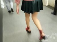 Up2904#Upskirt slim blonde in a short black skirt. Our operator filmed on a hidden camera he