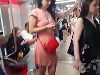 Up4410#Under the skirt of a girl in a short pink dress. Her pubic area and shaved crotch, cl