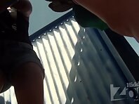 Bc2307#Hidden camera in a beach cabin. Slender brunette with a sporty body disguises a swims