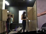 Lo2073#There are a lot of girls in the locker room - some are preparing to go to the gym, ot