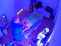 Pv36749#Hidden camera in a massage therapist's office. A hidden camera caught a naked beauty