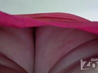 Up1839#A girl in a short pink skirt. Big round ass in white thong. Our operator likes to sho