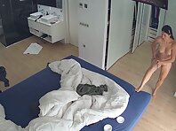 Pv35872#Hiddencam in the bedroom. A hidden camera caught a completely naked tanned baby with