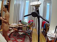 Pv36632#Hiddencam in the wardrobe. Hidden camera caught a completely naked tanned beauty with