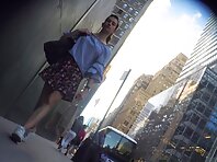 Up4238#Upskirt of a girl in a short, multicolored skirt. Our cameraman caught a close-up of 