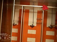 Sh1152#Young tanned babe takes a shower after a workout. Small tits and shaved pussy. Excell