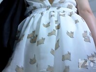 Up1900#Slim girl in white dress wide. Our operator managed to shoot her crotch in white pant