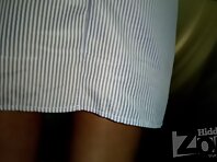 Up2869#Under the skirt of a tanned girl in a blue sundress. Our operator several times put h