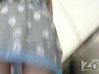 Up2330#Blond in a short gray dress. Another good hot teen girls upskirt on the escalator in 