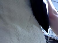 Up2948#Under the skirt of a slender brunette in a short white dress. Our operator managed to