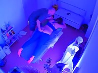 Pv36878#Hidden camera in a massage room. A hidden camera caught a couple in a massage room.