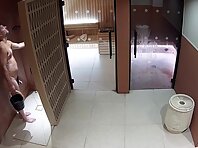 Pv36205#Hidden camera in the spa center. A hidden camera caught a completely naked tanned cou