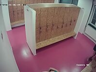 Lo2043#Some women have just finished classes. They take off their sportswear and go to the s