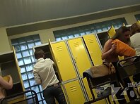 Lo1406#In an objective locker room voyeur cam pair of young beauties. One very slender with 