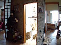 Pv36585#Hiddencam in the bathroom. A hidden camera caught a completely naked tanned baby with