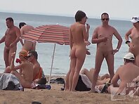Nu1317#Group of nudists sunbathe on a nude beach. Great shots nude beach voyeur close-up. Lu