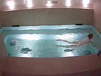 Pv35779#Hiddencam in the swimming pool. A hidden camera caught a completely naked couple in t