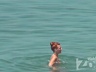 Nu1476#After washing our friend pussy whips her into the sea. Maybe she even pee, we unfortu