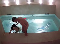 Pv36792#Hidden camera in the pool. A hidden camera caught a completely naked, tanned couple i