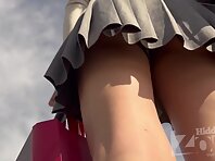 Up4375#Upskirting a girl in a short gray skirt. Our cameraman managed to catch a close-up of
