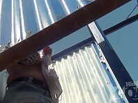 Bc2277#A plump girl changes swimsuit in a beach cabin. Our cameraman filmed her big boobs cl