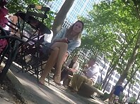 Up4120#Upskirt of a girl in a denim skirt. Our cameraman managed to catch a close-up of her 