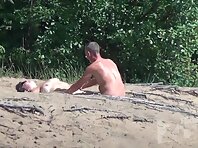 Nu1363#A man kisses and caresses big tits of his girlfriend. She gets great pleasure from hi