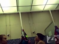 Sh1296#Naked girls and women to wash in the shower. Tanned girl wiped directly opposite our 