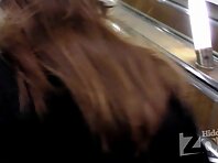 Up1807#Girl in a wide black skirt. Pretty round ass in purple panties and stockings. Success