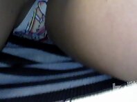 Up1727#Slender babe in a narrow gray skirt. Nice ass and shaved crotch in white panties. Luc