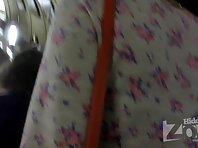 Up2015#Slim girl in a short white dress. Our cameraman filmed with a hidden camera in her ha