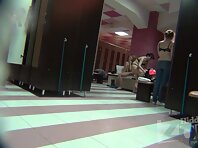 Lo1376#Locker room voyeur cam from afar watching a group of women changing the clothes. Thei