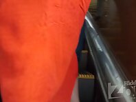 Up2860#Under the skirt of a slender girl in a long orange dress. Our operator prepared for a