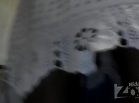 Up2104#Skinny babe in a short white sundress. Round tanned thighs and shaved crotch in gray 