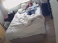 Pv36217#Hiddencam in the bedroom. A hidden camera caught a baby with tight body masturbating